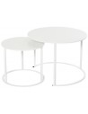 Sæt med 2 sofaborde i metal Ø50 + Ø70 cm - Hvid