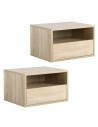 2 x Væghængte sengeborde i møbelplade H27,5 x B45 cm - Natur