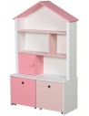 Bogreol med skuffer i MDF H130 x B80 cm - Hvid/Rosa