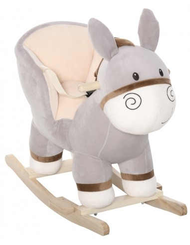 Gyngehest til børn H58 cm - Natur/Grå