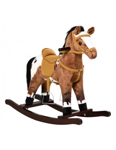 Gyngehest til børn H60 cm - Hvid/Brun