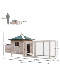 Hønsehus i fyrretræ 196 x... 2