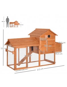 Hønsehus i fyrretræ 213 x... 2