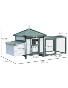 Hønsehus i fyrretræ 196 x... 2