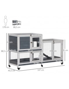 Dværgkaninbur på hjul i... 2