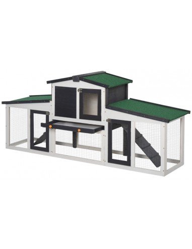 Dværgkaninbur i fyrretræ 204 x 45 x...