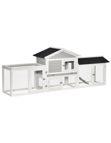 Dværgkaninbur i fyrretræ 227 x 53 x...