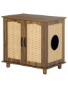 Kattehus i møbelplade og træ 70 x 48 x 68 cm - Brun/Natur