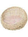 Katteseng i polyrattan og bomuld Ø56 x 35 cm - Beige