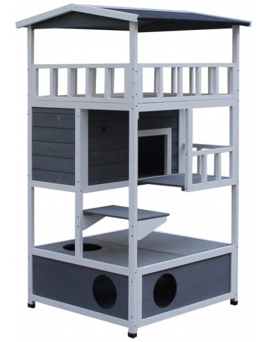 Kattehus i fyrretræ 78 x 76 x 140 cm...