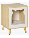 Kattehus i træ og møbelplade 50 x 40 x 40 cm - Natur