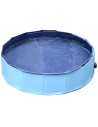 Badebassin til hunde i PVC og træ Ø80 x H20 cm - Blå