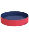 Badebassin til hunde i PVC og træ Ø140 x H30 cm - Rød