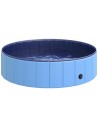 Badebassin til hunde i PVC og træ Ø120 x H30 cm - Blå