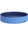 Badebassin til hunde i PVC og træ Ø140 x H30 cm - Blå