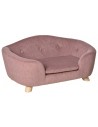 Hundesofa i træ og skumstof 70 x 47 x 30 cm - Natur/Rosa