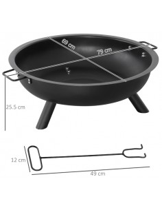 Ildsted i metal H25,5 x 79... 2