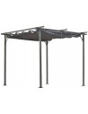 Havepavillon med skydetag i stål og polyester 3 x 3 m - Sort/Grå