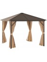 Havepavillon i aluminium og polyester 2,98 x 2,98 m - Brun