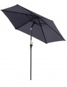 Parasol med tilt i metal og polyester H235 x Ø270 cm - Grå