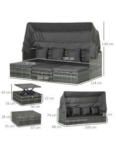 Loungesofa i polyrattan og... 2