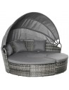 Daybed Solseng i polyrattan og polyester H147 x B175 x D180 cm - Mørkegrå/Grå