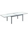 Havebord med udtræk i aluminium og glas 135 - 270 x 90 cm - Grå/Frostet