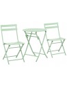 Bistrosæt med 2 klapstole og 1 klapbord i metal - Grøn