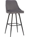 Barstol i metal og velour H108 cm - Sort/Grå