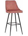 Barstol i metal og velour H108 cm - Sort/Pink