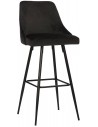Barstol i metal og velour H108 cm - Sort/Sort