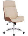 Kontorstol i formtræ og kunstlæder H110 - 118 cm - Valnød/Creme