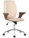 Kontorstol i formtræ og kunstlæder H93 - 101 cm - Valnød/Creme