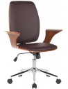 Kontorstol i formtræ og kunstlæder H93 - 101 cm - Valnød/Brun