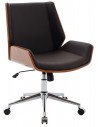 Kontorstol i formtræ og kunstlæder H88 - 96 cm - Valnød/Brun