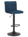 Barstol i metal og velour H85 - 106 cm - Sort/Blå