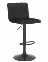 Barstol i metal og velour H85 - 106 cm - Sort/Sort