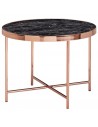 Sofabord i metal og glas H46,5 x Ø60 cm - Kobber/Marmoriseret sort