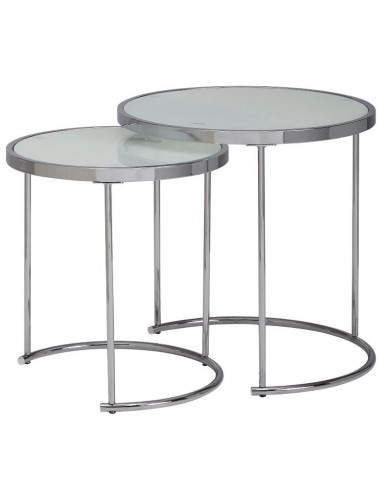 Sæt med 2 sofaborde i metal og glas...