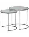 Sæt med 2 sofaborde i metal og glas H45,5 + 50,5 cm - Krom/Hvid