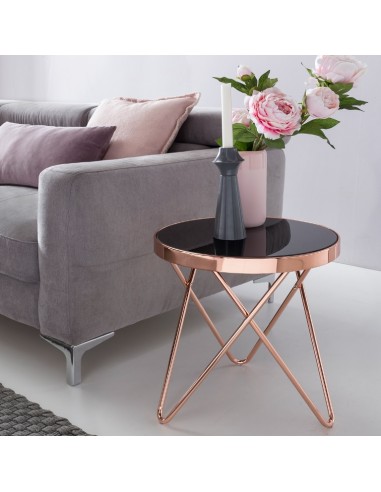 Sofabord i metal og glas H46 x Ø42 cm...