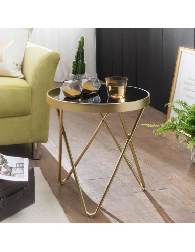 Sofabord i metal og glas H46 x Ø42 cm...