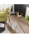 Sofabord i metal og glas H46 x Ø42 cm - Mat guld/Spejl sort