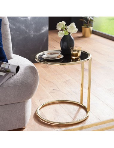 Sofabord i metal og glas H53 x Ø45 cm...