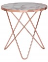 Sofabord i metal og mdf H57 x Ø55 cm - Kobber/Marmoriseret hvid