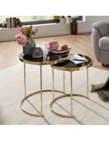 Sæt med 2 sofaborde i metal og glas...