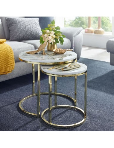 Sæt med 2 sofaborde i metal og mdf...