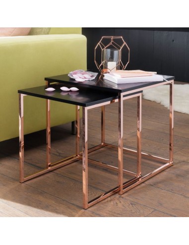 Sæt med 2 sofaborde i metal og mdf...