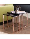 Sæt med 2 sofaborde i metal og mdf H39 + 42 cm - Kobber/Sort