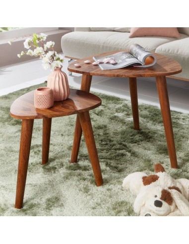 Sæt med 2 sofaborde i sheeshamtræ H45...